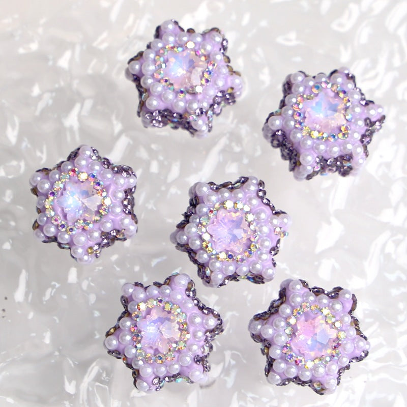 Wholesale Snowflake Diamond Ball with Straight Hole Ceramic Mud Beads